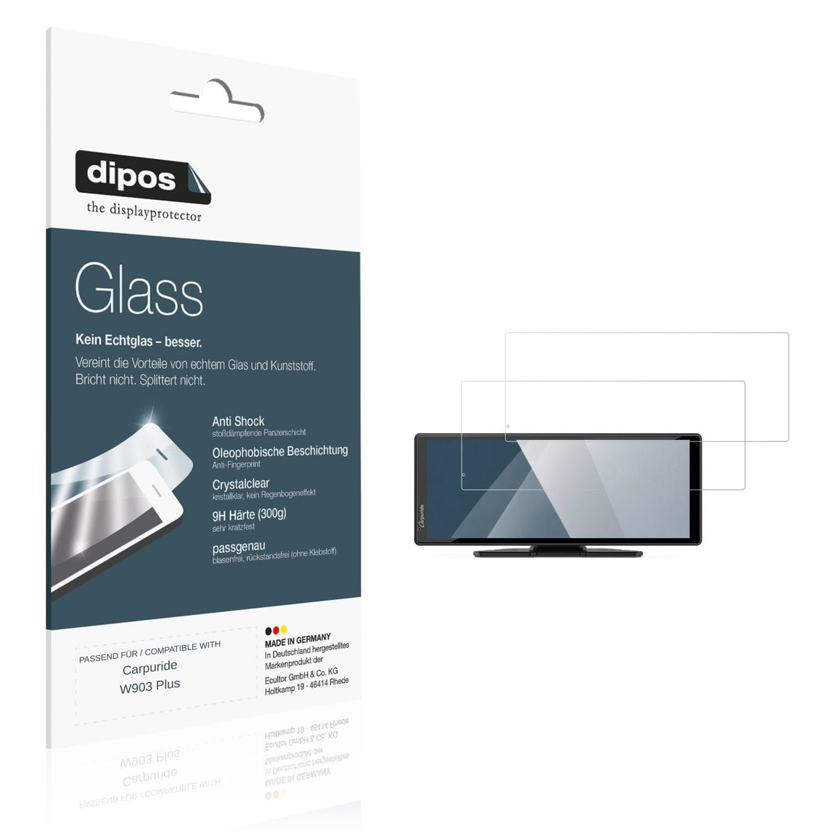 Klare Displayschutzfolie von dipos passend für Carpuride W903 Plus, 9H kratzfest und blasenfrei montiert