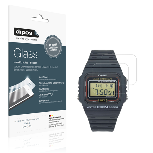 Klare Displayschutzfolie von dipos passend für Casio DW-260, 9H kratzfest und blasenfrei montiert