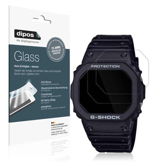 Klare Displayschutzfolie von dipos passend für Casio G-Shock DW-5000R-1A, 9H kratzfest und blasenfrei montiert