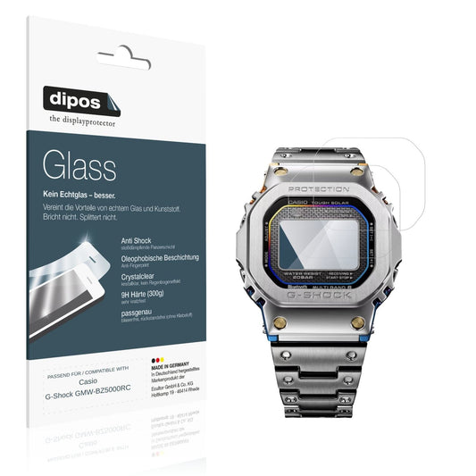 Klare Displayschutzfolie von dipos passend für Casio G-Shock GMW-BZ5000RC, 9H kratzfest und blasenfrei montiert