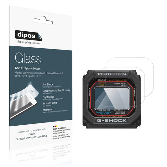 Klare Displayschutzfolie von dipos passend für Casio G-Shock GW-M5610U-1CJF, 9H kratzfest und blasenfrei montiert