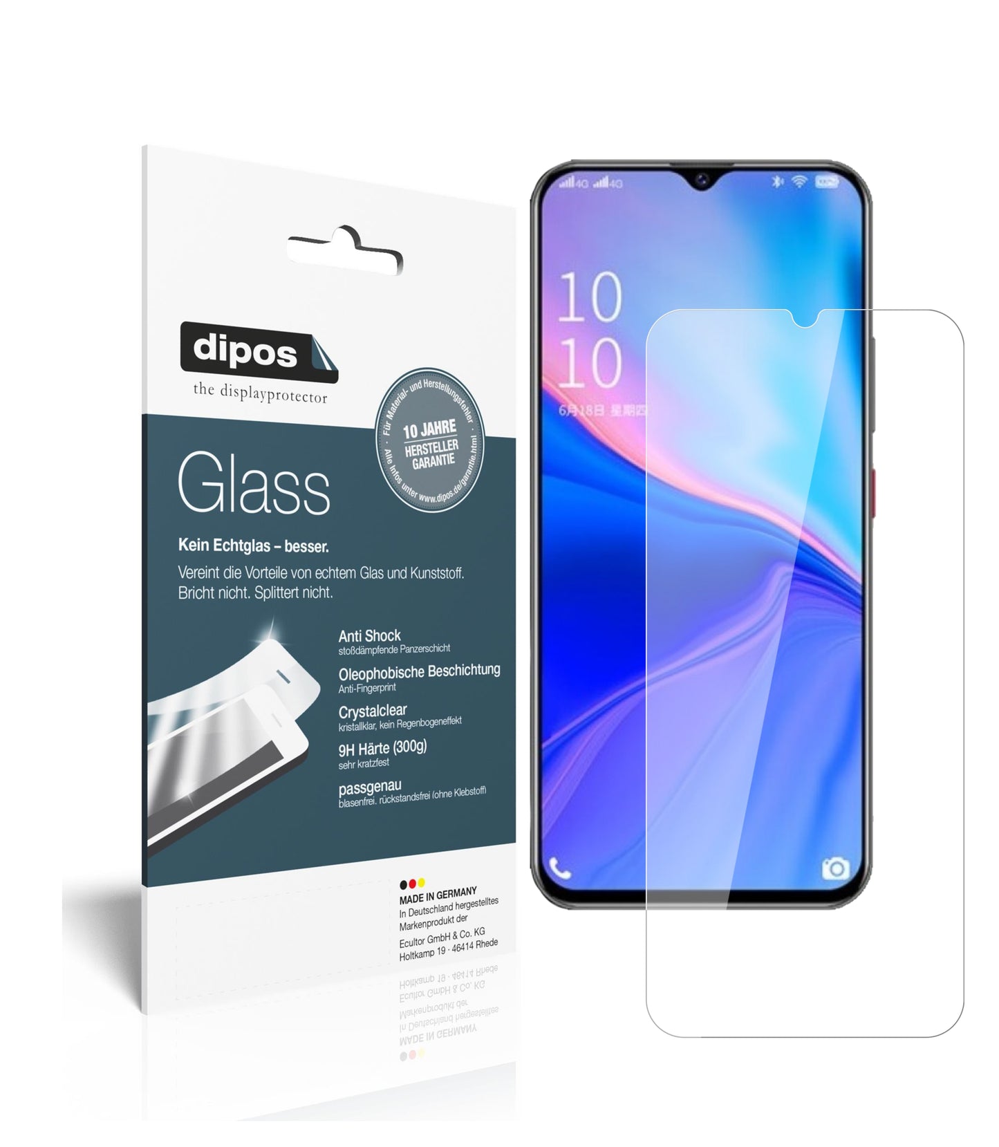 Klare Displayschutzfolie von dipos passend für Coolpad COOL10, 9H kratzfest und blasenfrei montiert