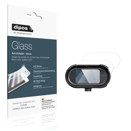 Klare Displayschutzfolie von dipos passend für Cossify HW0612 Mini Action-Cam, 9H kratzfest und blasenfrei montiert