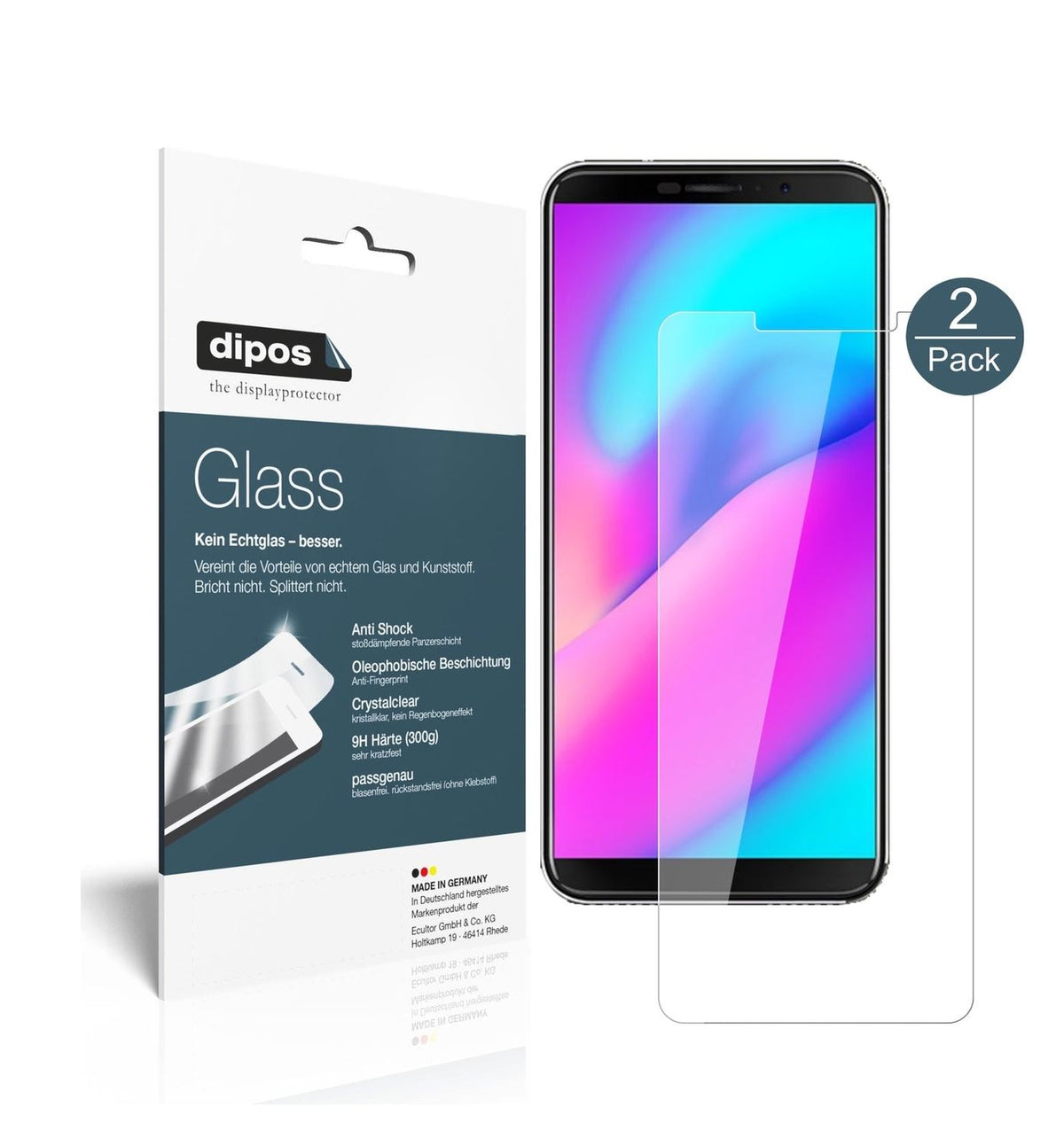 Klare Displayschutzfolie von dipos passend für Cubot J3, 9H kratzfest und blasenfrei montiert