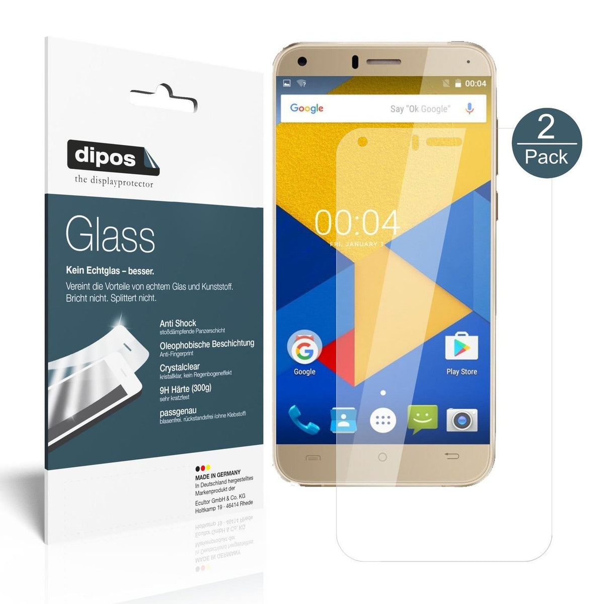 Klare Displayschutzfolie von dipos passend für Cubot Manito, 9H kratzfest und blasenfrei montiert