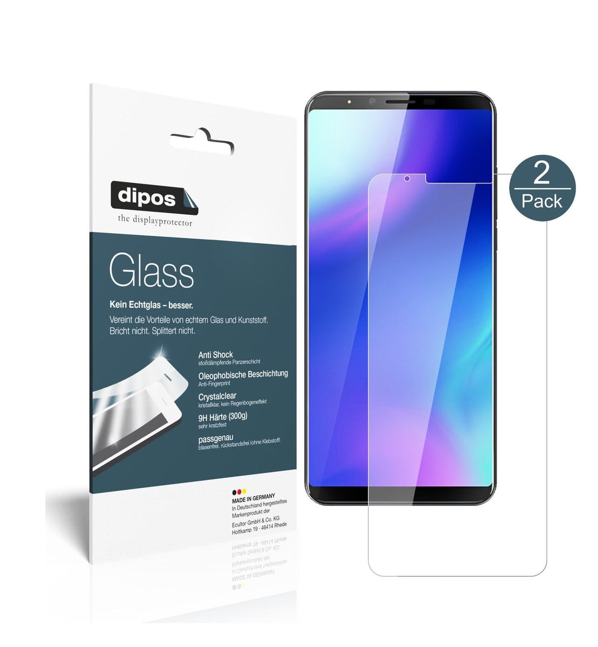 Klare Displayschutzfolie von dipos passend für Cubot X18 Plus, 9H kratzfest und blasenfrei montiert