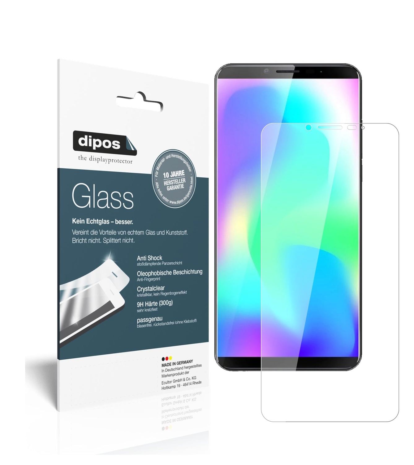 Klare Displayschutzfolie von dipos passend für Cubot X19, 9H kratzfest und blasenfrei montiert
