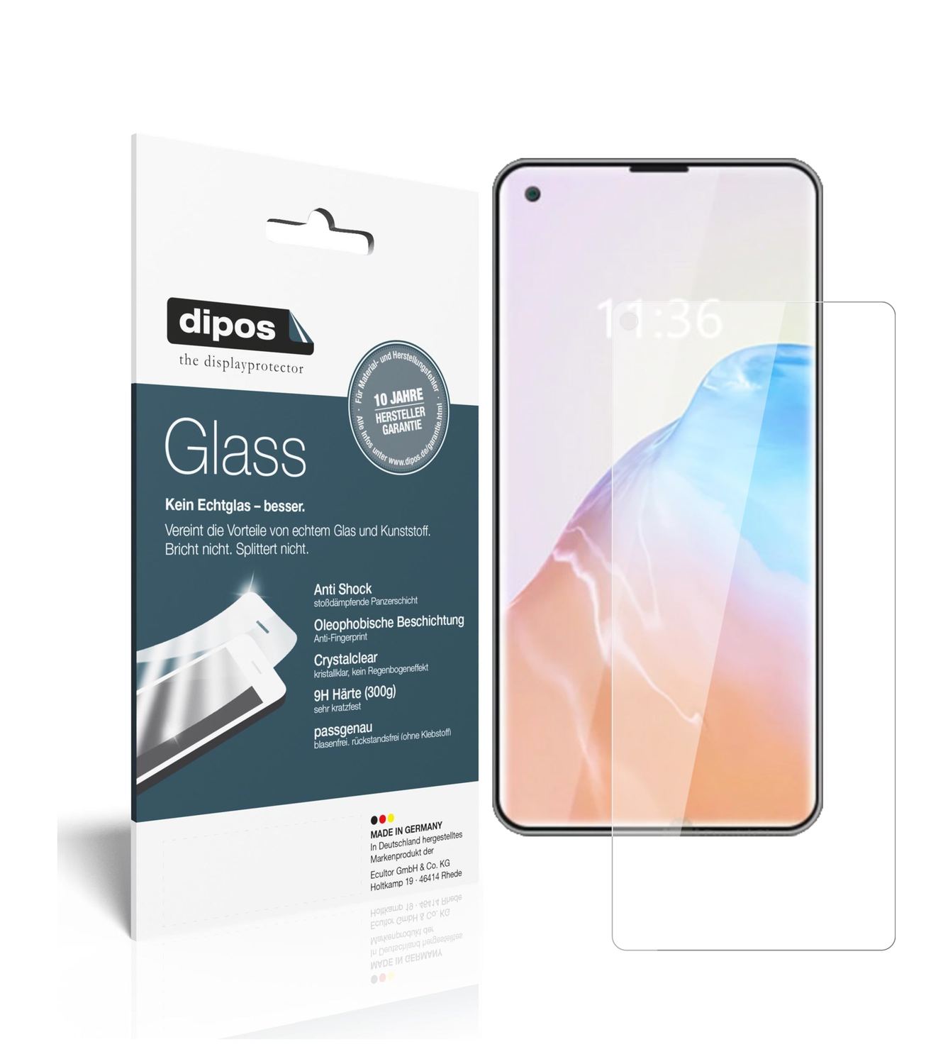 Klare Displayschutzfolie von dipos passend für Cubot X30, 9H kratzfest und blasenfrei montiert