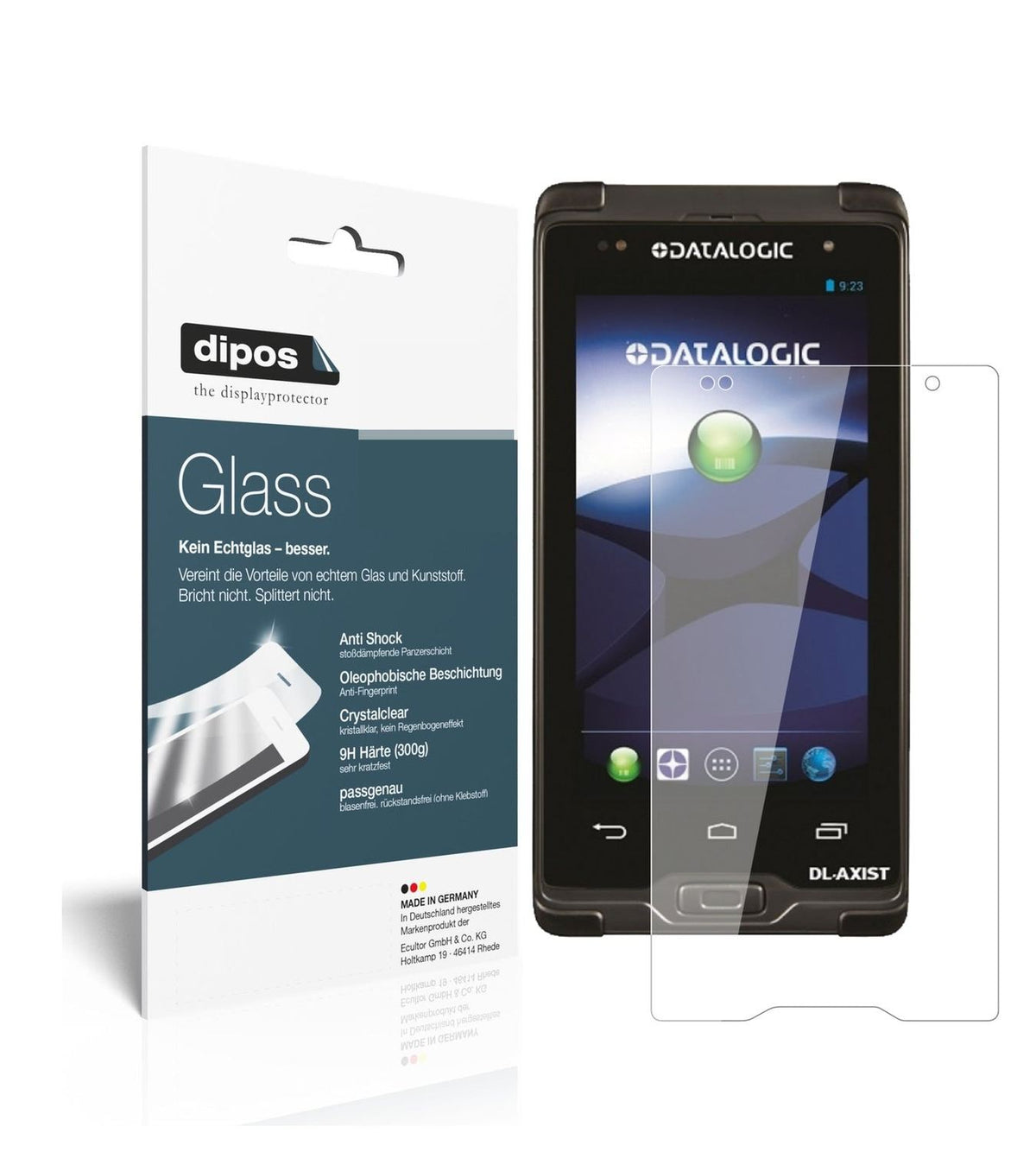 Klare Displayschutzfolie von dipos passend für Datalogic Axist, 9H kratzfest und blasenfrei montiert