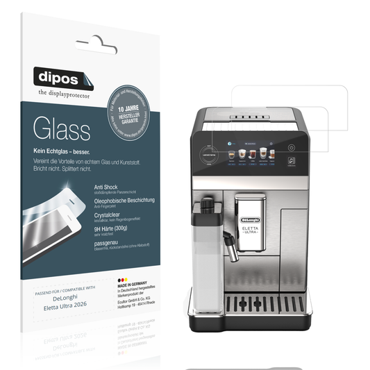 Klare Displayschutzfolie von dipos passend für DeLonghi Eletta Ultra 2026, 9H kratzfest und blasenfrei montiert