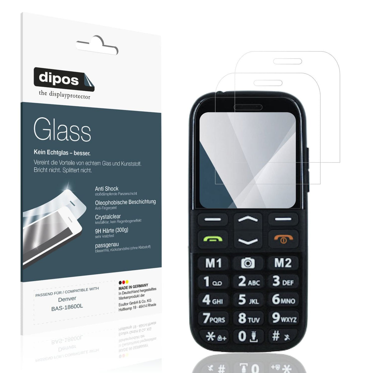 Klare Displayschutzfolie von dipos passend für Denver BAS-18600L, 9H kratzfest und blasenfrei montiert