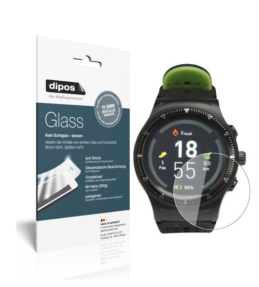 Klare Displayschutzfolie von dipos passend für DENVER SW-500 Smartwatch, 9H kratzfest und blasenfrei montiert