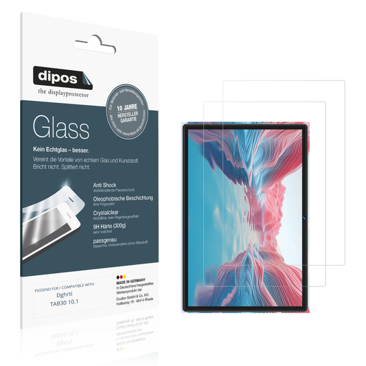 Klare Displayschutzfolie von dipos passend für Dghrti TAB30 10.1, 9H kratzfest und blasenfrei montiert