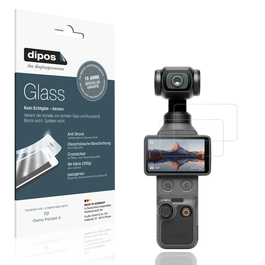 Klare Displayschutzfolie von dipos passend für DJI Osmo Pocket 4, 9H kratzfest und blasenfrei montiert