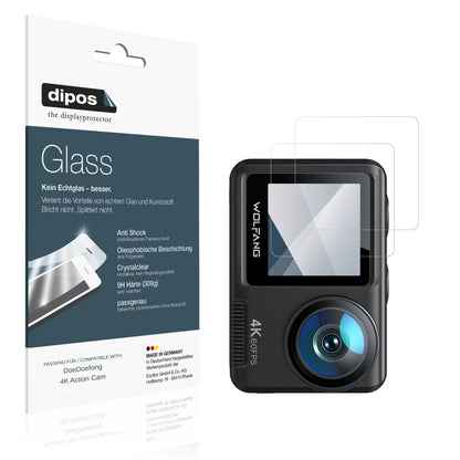 Klare Displayschutzfolie von dipos passend für DoeDoefong 4K Action Cam, 9H kratzfest und blasenfrei montiert