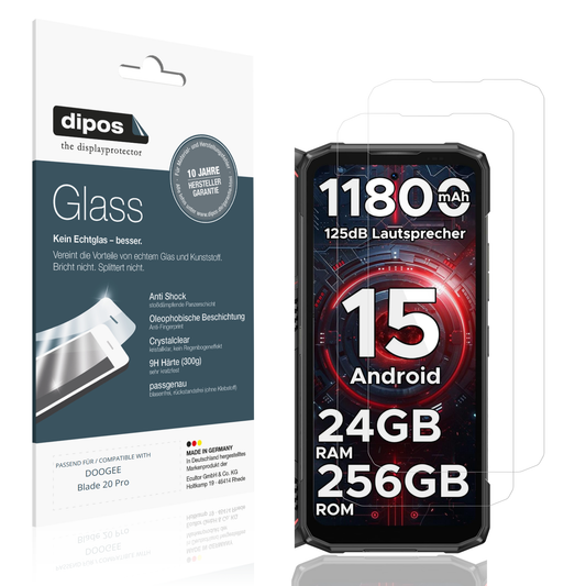 Klare Displayschutzfolie von dipos passend für DOOGEE Blade 20 Pro, 9H kratzfest und blasenfrei montiert