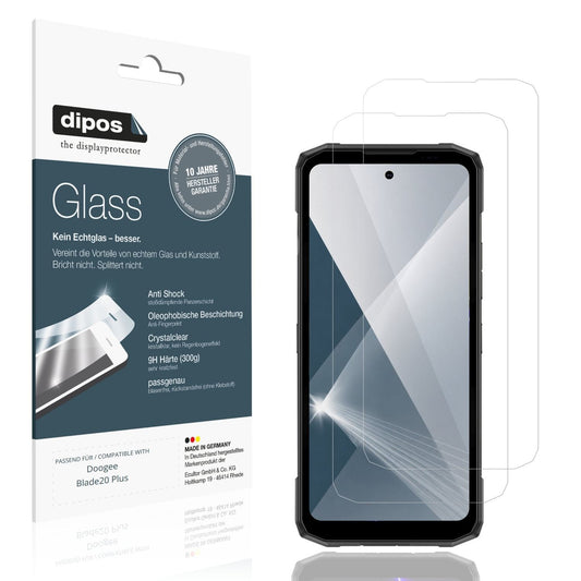 Klare Displayschutzfolie von dipos passend für Doogee Blade20 Plus, 9H kratzfest und blasenfrei montiert