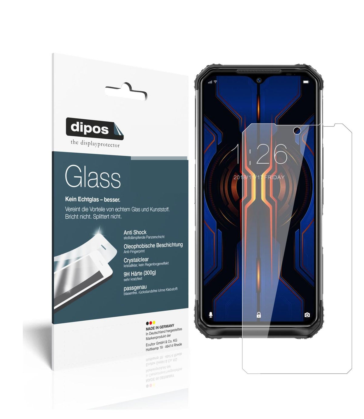 Klare Displayschutzfolie von dipos passend für Doogee S95 Pro, 9H kratzfest und blasenfrei montiert