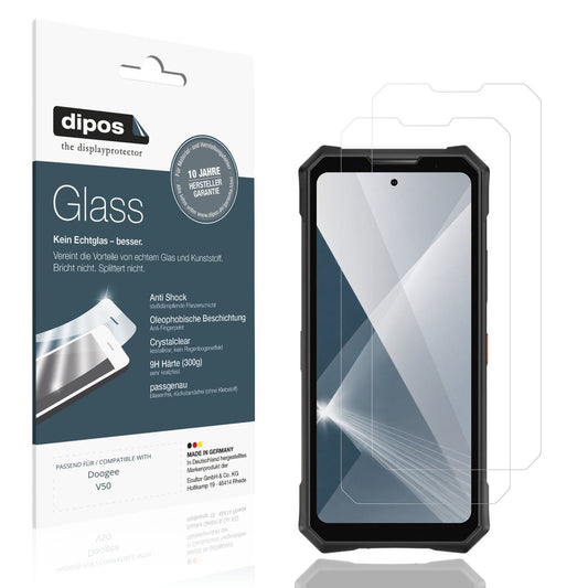 Klare Displayschutzfolie von dipos passend für Doogee V50, 9H kratzfest und blasenfrei montiert