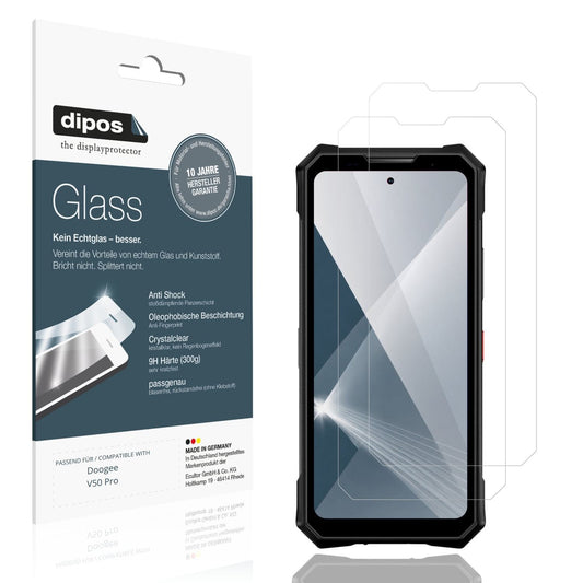 Klare Displayschutzfolie von dipos passend für Doogee V50 Pro, 9H kratzfest und blasenfrei montiert