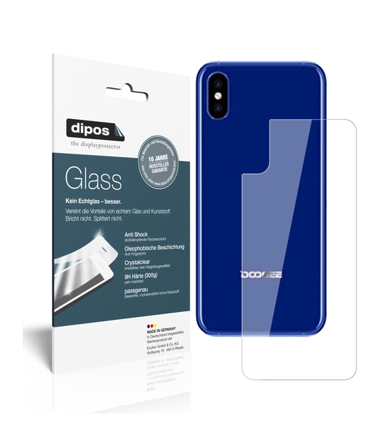 Klare Displayschutzfolie von dipos passend für Doogee X50L Rückseite, 9H kratzfest und blasenfrei montiert