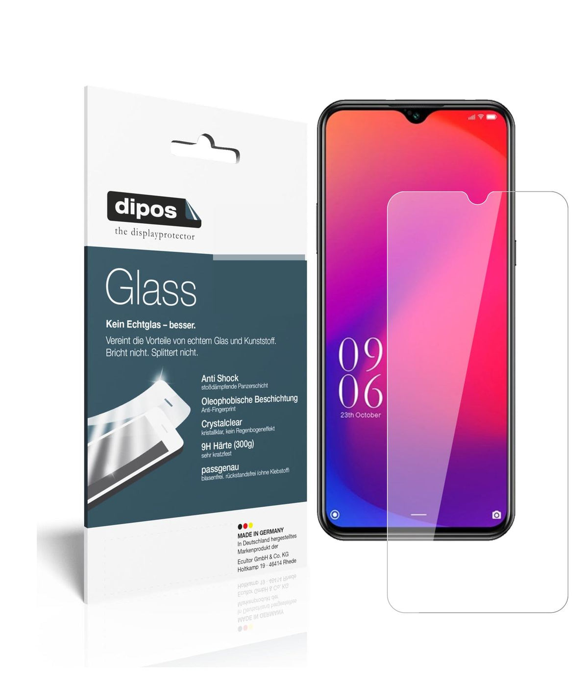 Klare Displayschutzfolie von dipos passend für Doogee X95, 9H kratzfest und blasenfrei montiert