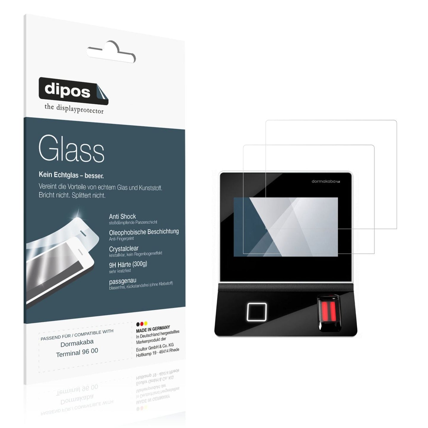 Klare Displayschutzfolie von dipos passend für Dormakaba Terminal 96 00, 9H kratzfest und blasenfrei montiert