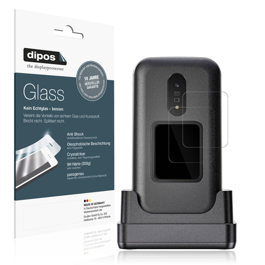 Klare Displayschutzfolie von dipos passend für Doro 2880 Aussen-Display, 9H kratzfest und blasenfrei montiert