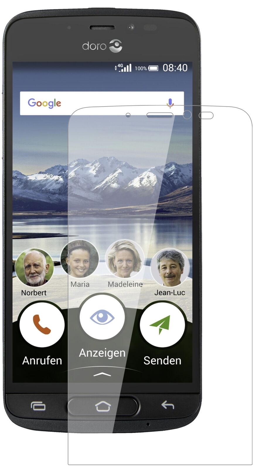 Klare Displayschutzfolie von dipos passend für Doro 8040, 9H kratzfest und blasenfrei montiert