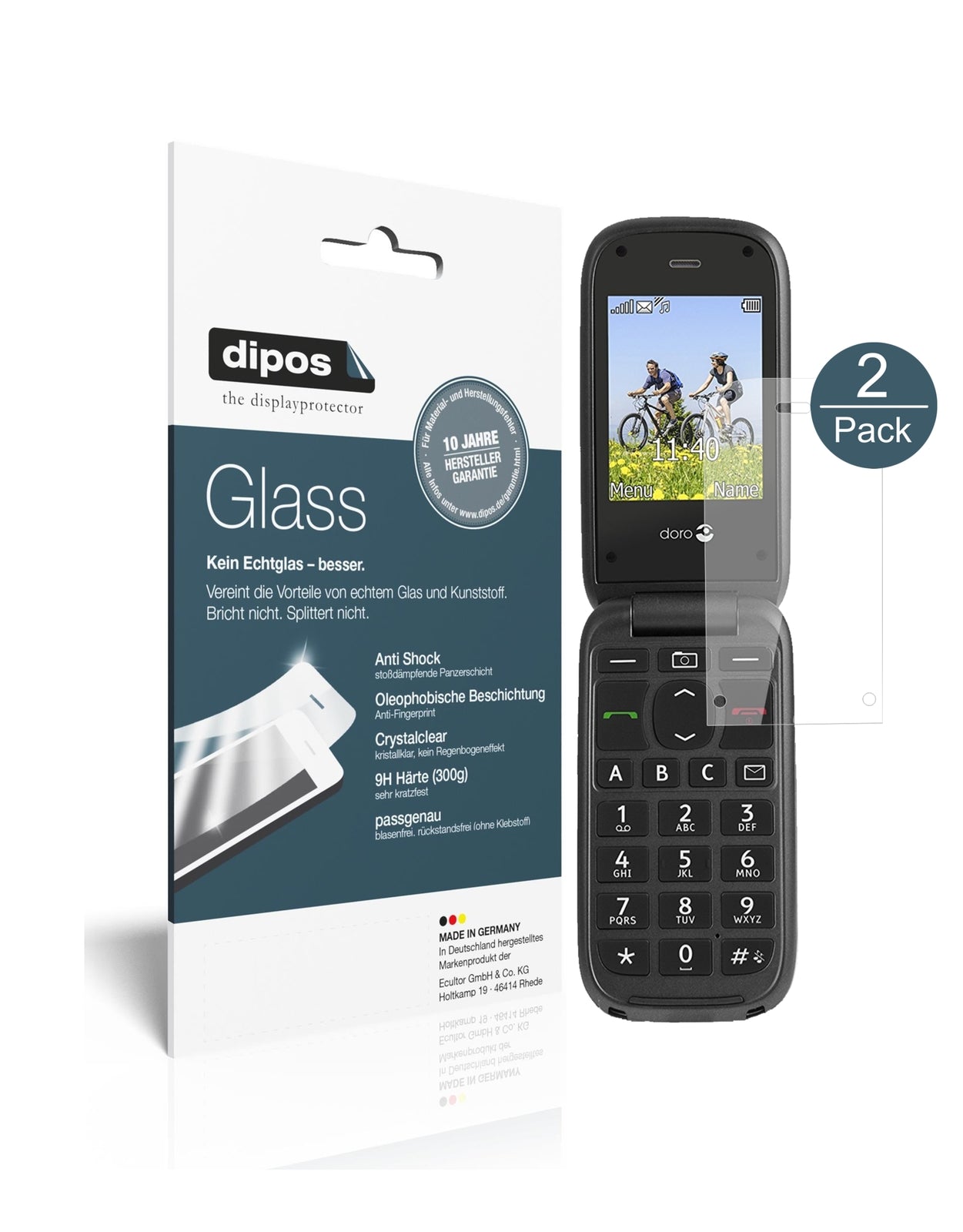 Klare Displayschutzfolie von dipos passend für Doro PhoneEasy 613, 9H kratzfest und blasenfrei montiert