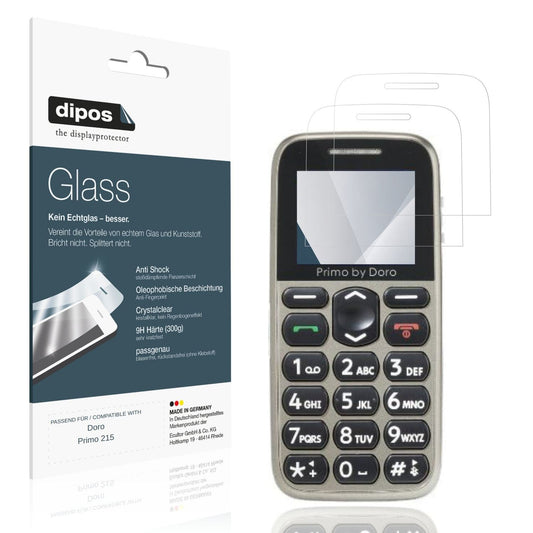 Klare Displayschutzfolie von dipos passend für Doro Primo 215, 9H kratzfest und blasenfrei montiert