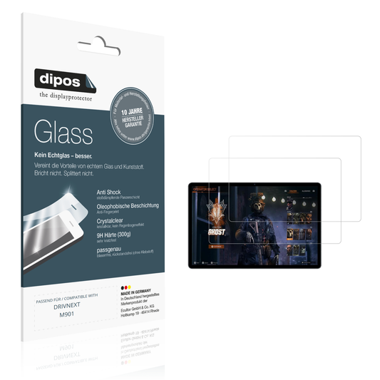 Klare Displayschutzfolie von dipos passend für DRIVNEXT M901, 9H kratzfest und blasenfrei montiert