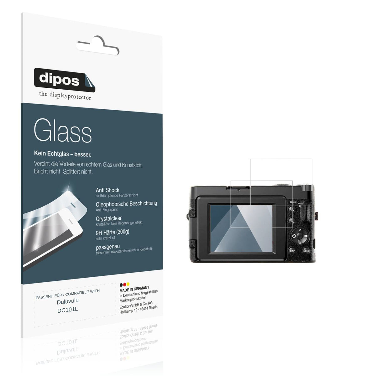 Klare Displayschutzfolie von dipos passend für Duluvulu DC101L, 9H kratzfest und blasenfrei montiert