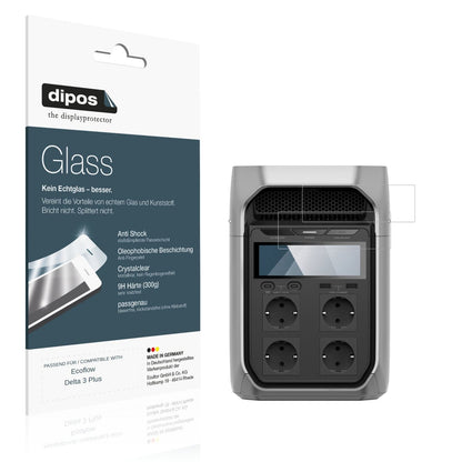 Klare Displayschutzfolie von dipos passend für Ecoflow Delta 3 Plus, 9H kratzfest und blasenfrei montiert