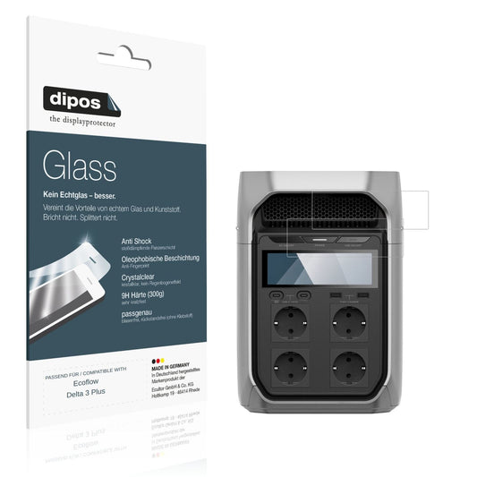 Klare Displayschutzfolie von dipos passend für Ecoflow Delta 3 Plus, 9H kratzfest und blasenfrei montiert