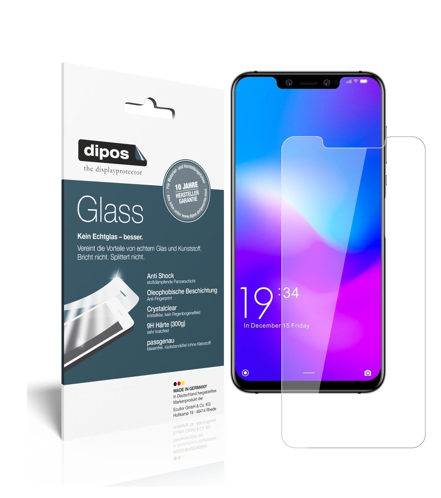 Klare Displayschutzfolie von dipos passend für Elephone A5, 9H kratzfest und blasenfrei montiert
