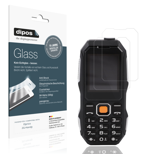 Klare Displayschutzfolie von dipos passend für Elprico 2G-Handy, 9H kratzfest und blasenfrei montiert