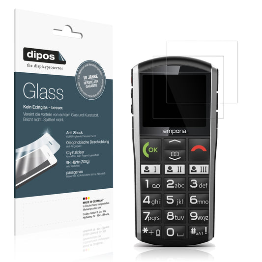 Klare Displayschutzfolie von dipos passend für emporia Simplicity, 9H kratzfest und blasenfrei montiert