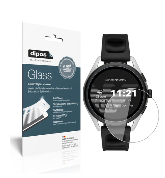 Klare Displayschutzfolie von dipos passend für Emporio Armani Smartwatch 3, 9H kratzfest und blasenfrei montiert