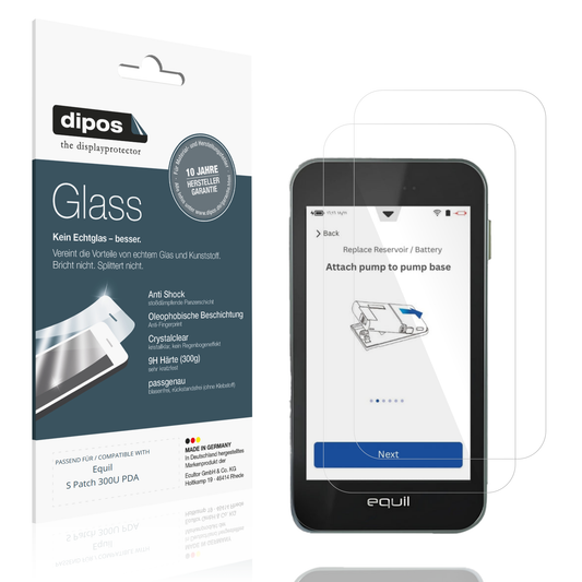 Klare Displayschutzfolie von dipos passend für Equil S Patch 300U PDA, 9H kratzfest und blasenfrei montiert