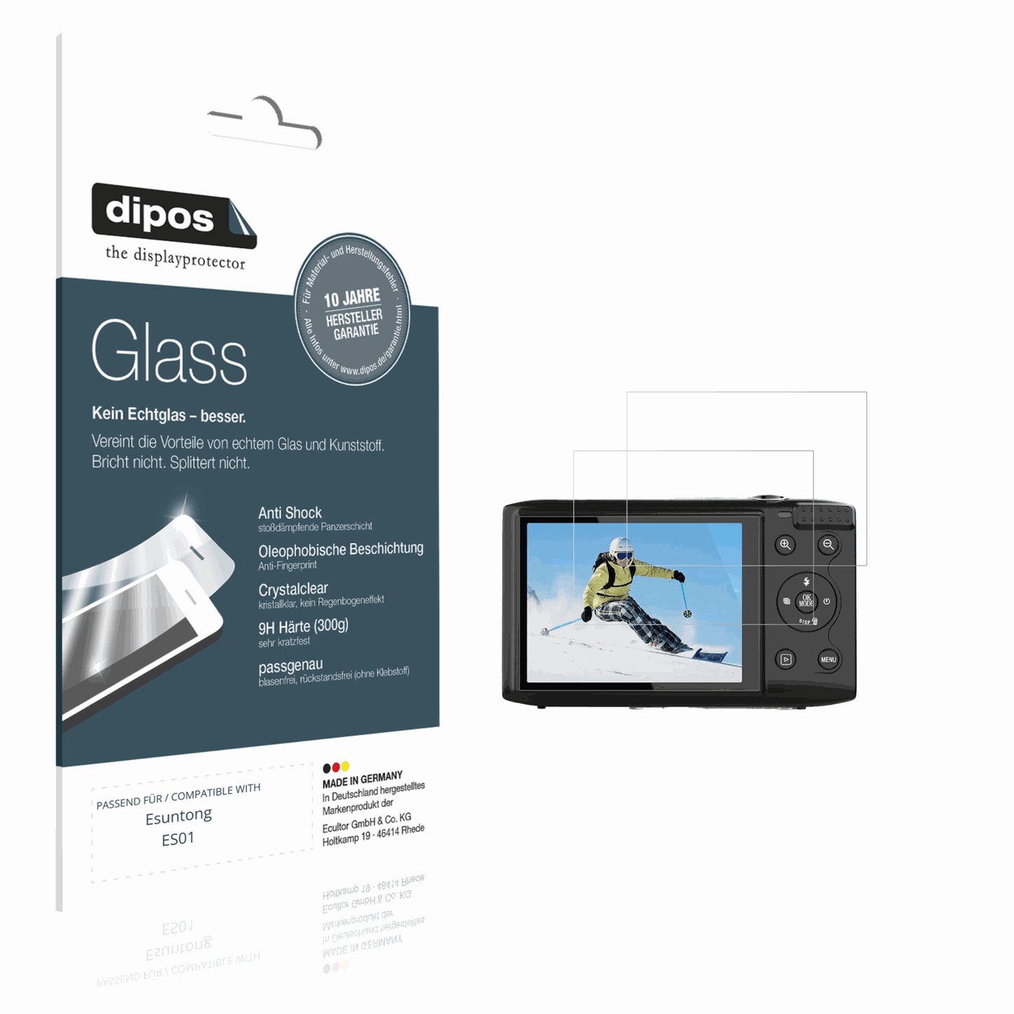 Klare Displayschutzfolie von dipos passend für Esuntong ES01, 9H kratzfest und blasenfrei montiert