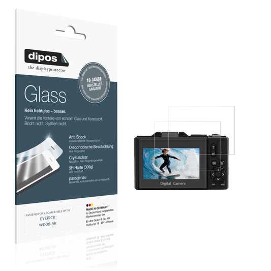 Klare Displayschutzfolie von dipos passend für EYEPICK WD08-5K, 9H kratzfest und blasenfrei montiert