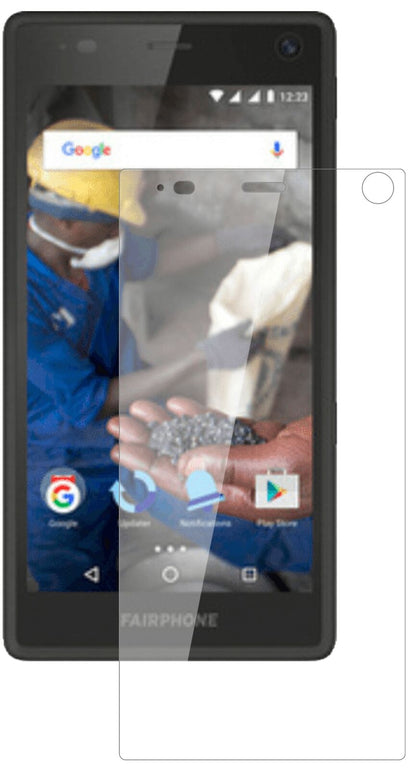 Klare Displayschutzfolie von dipos passend für Fairphone 2, 9H kratzfest und blasenfrei montiert