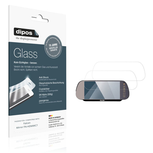 Klare Displayschutzfolie von dipos passend für Falcon Mirror FN-HDMWC7, 9H kratzfest und blasenfrei montiert