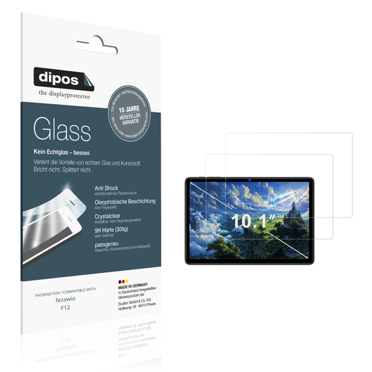 Klare Displayschutzfolie von dipos passend für fezawio F12, 9H kratzfest und blasenfrei montiert