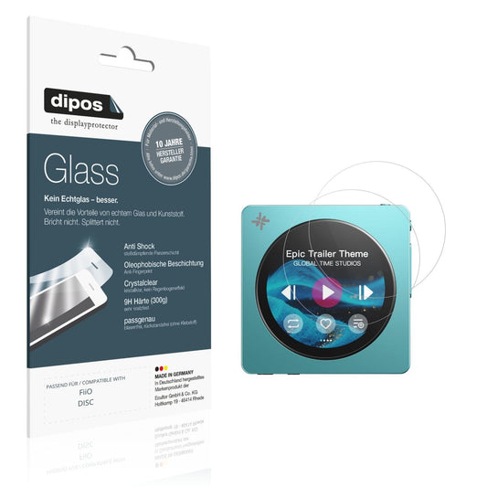 Klare Displayschutzfolie von dipos passend für FiiO DISC, 9H kratzfest und blasenfrei montiert