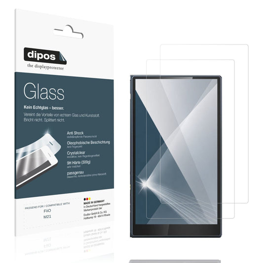 Klare Displayschutzfolie von dipos passend für FiiO M21, 9H kratzfest und blasenfrei montiert