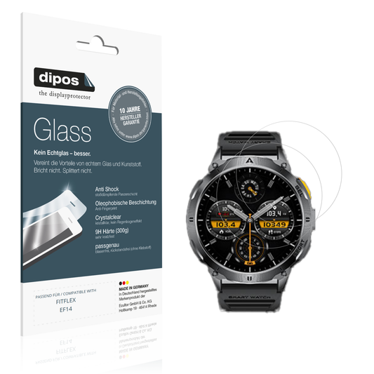Klare Displayschutzfolie von dipos passend für FITFLEX EF14, 9H kratzfest und blasenfrei montiert