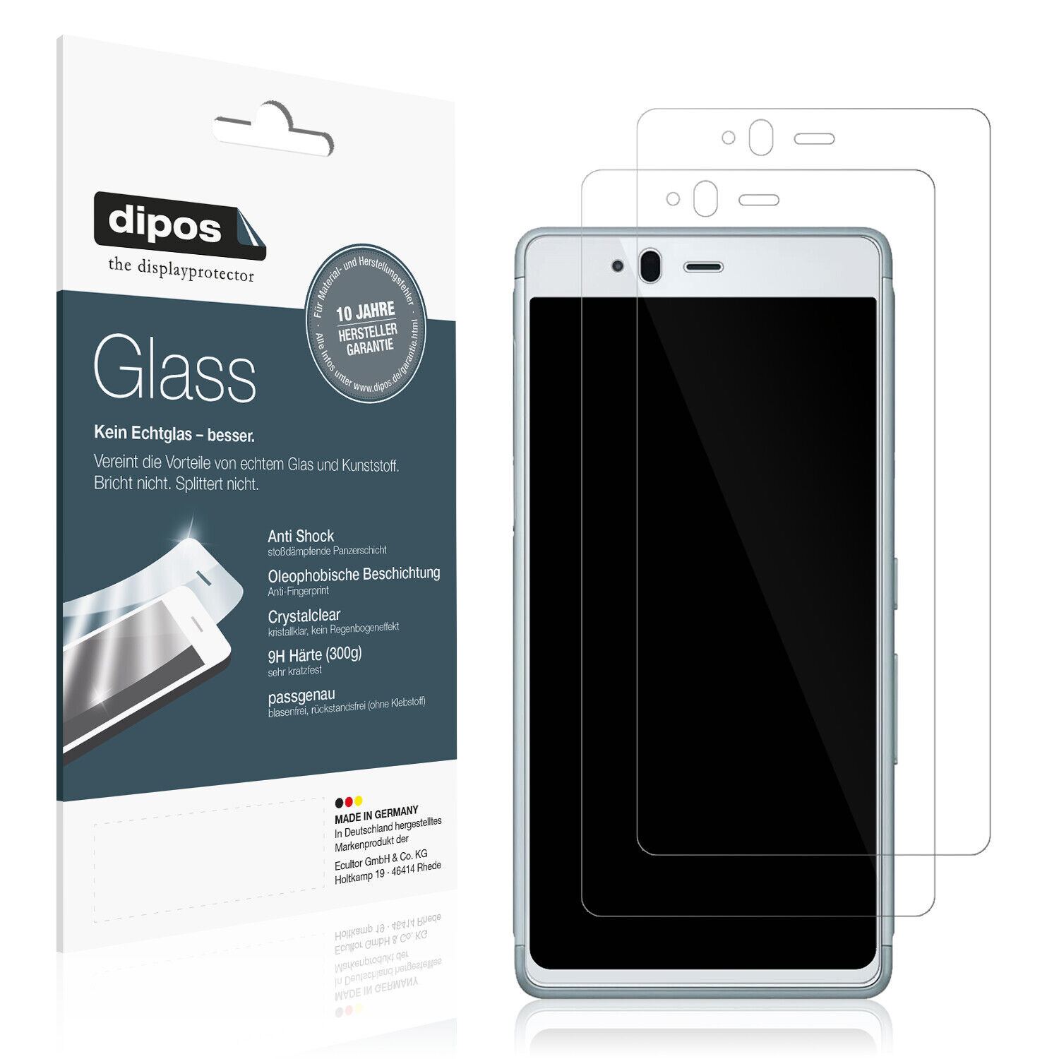 Klare Displayschutzfolie von dipos passend für Fujitsu Arrows SV F-03H, 9H kratzfest und blasenfrei montiert