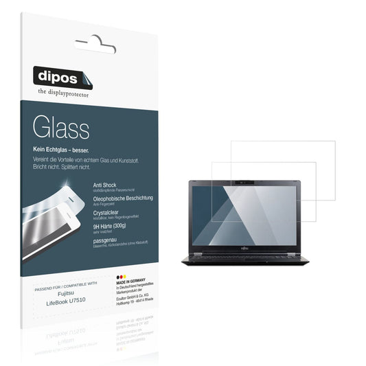 Klare Displayschutzfolie von dipos passend für Fujitsu LifeBook U7510, 9H kratzfest und blasenfrei montiert
